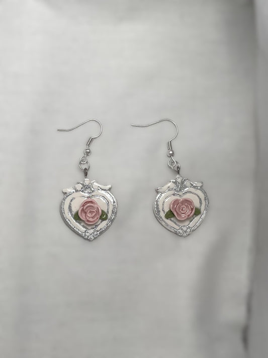 Matching Floral Earrings & Pet ID Tag Set