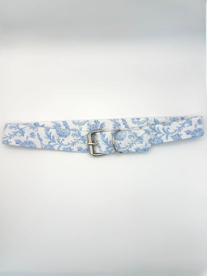 Blue Floral Pet Collar - Buckle Style