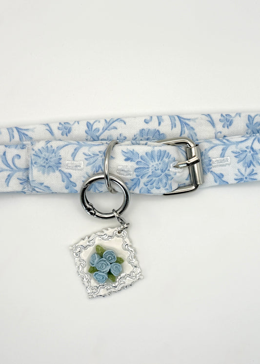 Blue Floral Pet Collar - Buckle Style