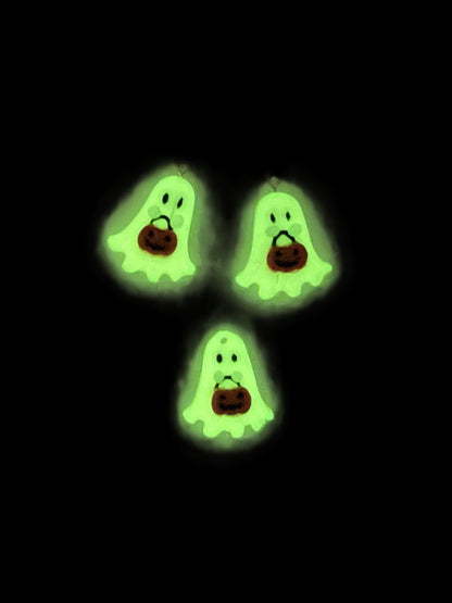 Matching Glow-in-the-Dark Ghost Earrings & Pet ID Tag Set