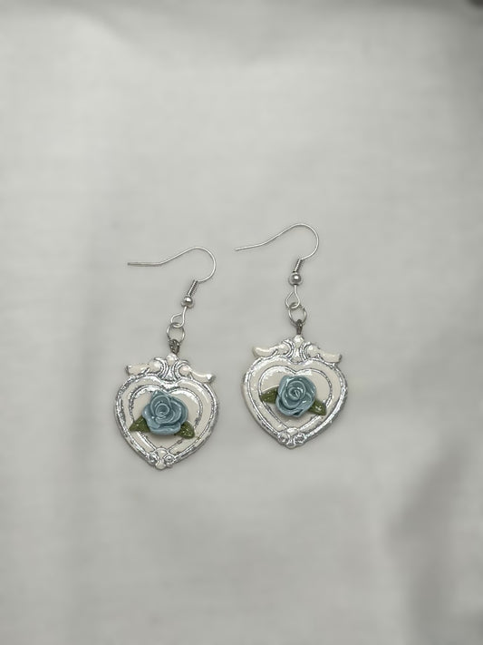 Matching Floral Earrings & Pet ID Tag Set
